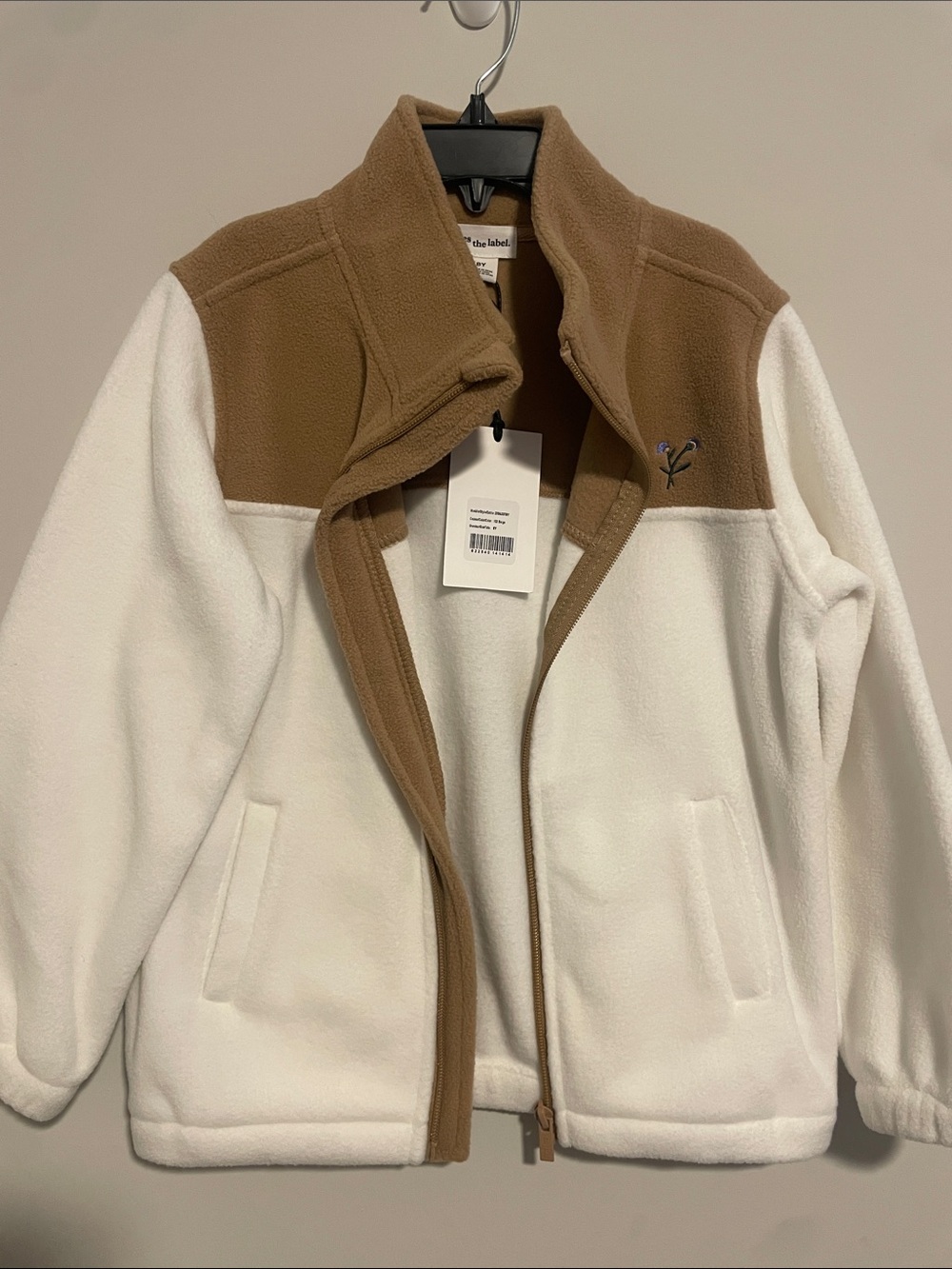 Kids Two-Tone Teddy Fleece Jacket - Cream & Brown